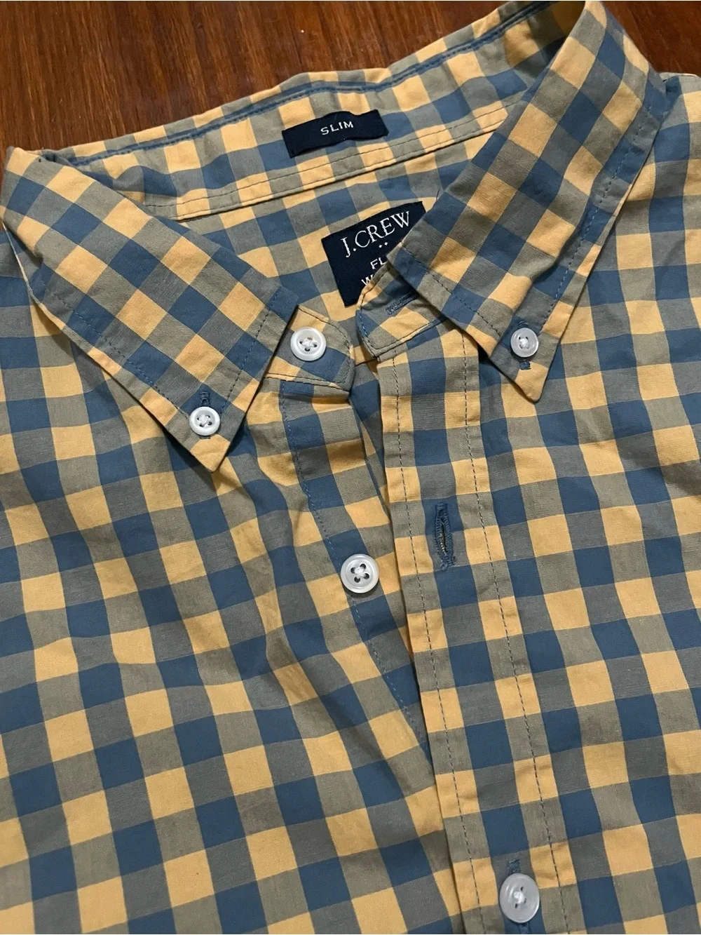 J. Crew Slim Button-Down Gingham Shirt in Yellow and Blue